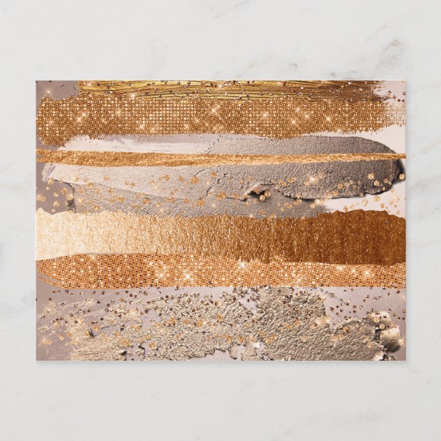 Copper Guld Strokes Glamor Struktur Vykort (Framsida)