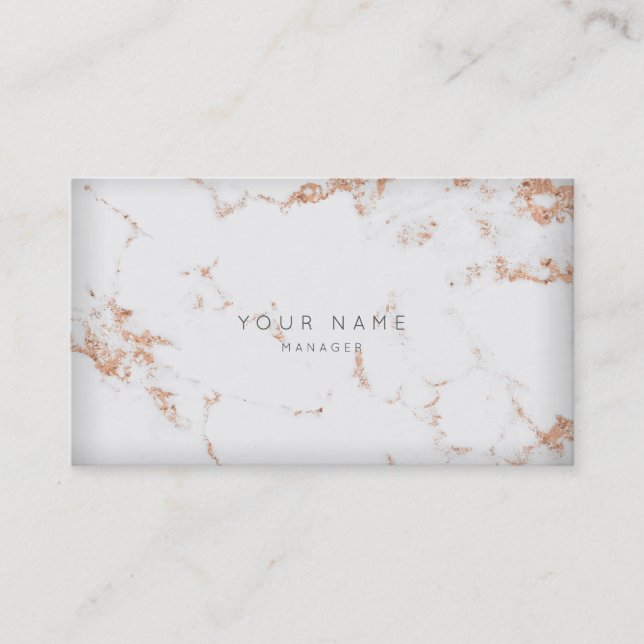 Copper Guld White Grått Carrara Marble Möte Tidsbeställning Kort (Framsida)