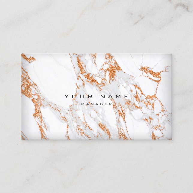 Copper Guld White Grått Carrara Marble Möte Tidsbeställning Kort (Framsida)