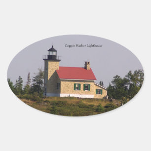 Copper Harbour Lighthouse-dekal Ovalt Klistermärke