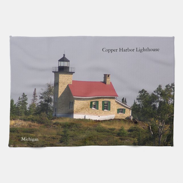 Copper Harbour Lighthouse kökshandduk (Horisontell)