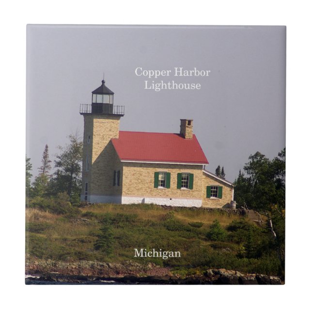 Copper Harbour Lighthouse-panel Kakelplatta (Framsidan)