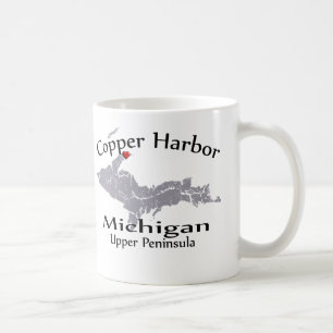 Copper Harbour Michigan Heart Heart Karta Design M Kaffemugg