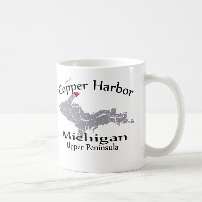 Copper Harbour Michigan Heart Heart Karta Design M Kaffemugg (Höger)