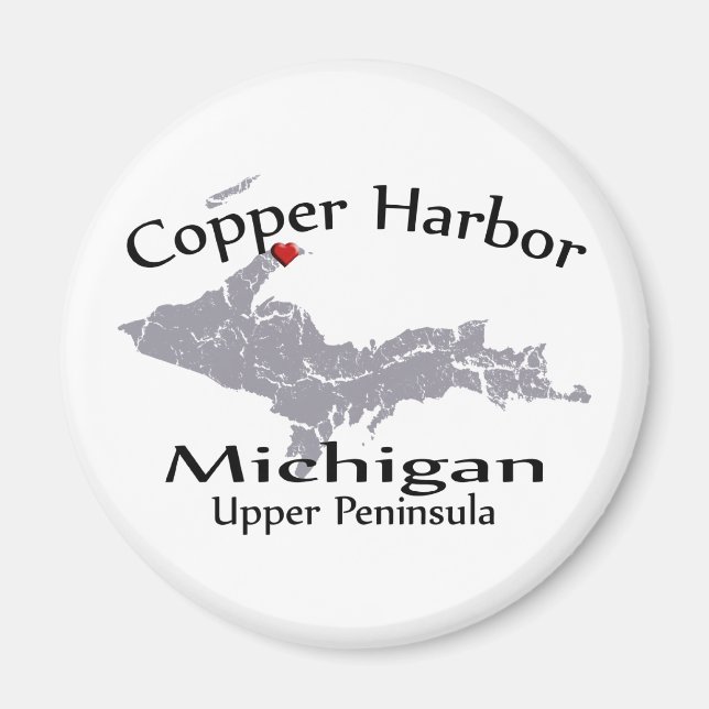 Copper Harbour Michigan Heart Karta Design Magnet (Framsidan)