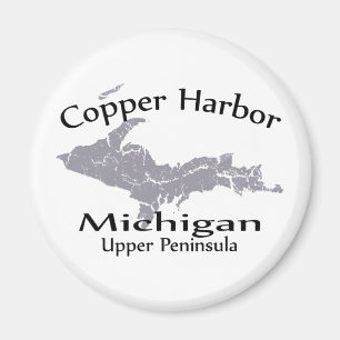 Copper Harbour Michigan Karta Design Magnet