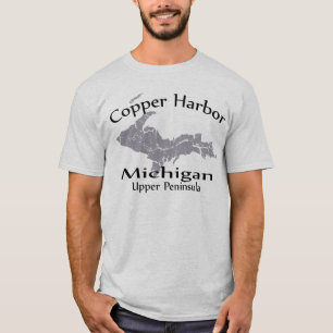 Copper Harbour Michigan Karta Design T-shirt