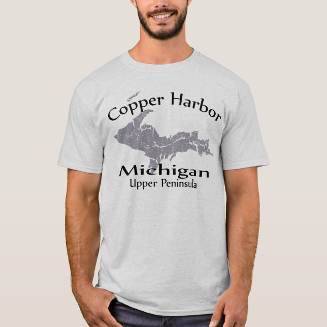 Copper Harbour Michigan Karta Design T-shirt (Framsida)