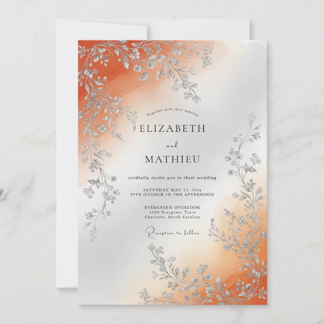 Copper Lustrous Autumnal Wedding Inbjudningar (Framsida)