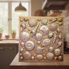 Copper Metallic Iridescent Seashells D1223 Kakelplatta