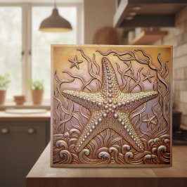 Copper Metallic Iridescent Starfish D1223 Kakelplatta