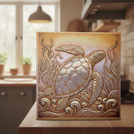 Copper Metallic Iridescent Turtle D1223 Kakelplatta