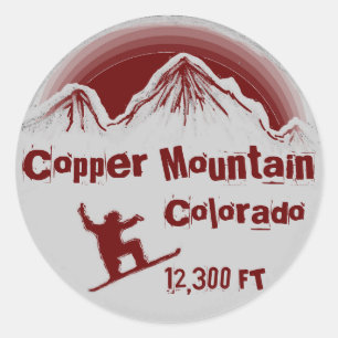 Copper Mountain Colorado red snowboard-klistermärk Runt Klistermärke