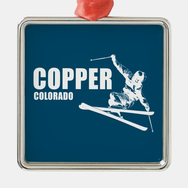 Copper Mountain Colorado skidåkare Julgransprydnad Metall (Framsidan)