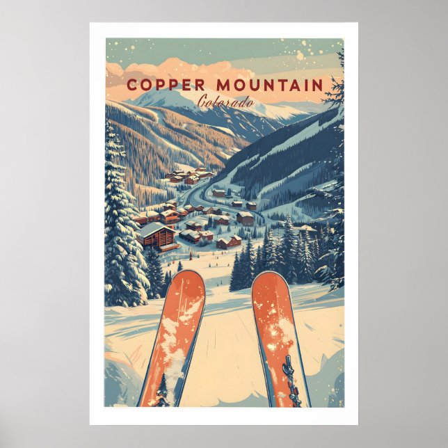 Copper Mountain Travel Poster Sunset Ski Slopes 1 (Framsidan)