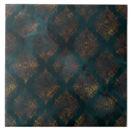 Copper Patina Damask Watercolor Mönster Kakelplatta