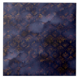 Copper Patina Damask Watercolor Mönster Kakelplatta