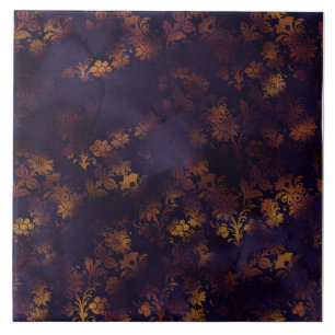 Copper Patina Damask Watercolor Mönster Kakelplatta