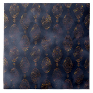 Copper Patina Damask Watercolor Mönster Kakelplatta