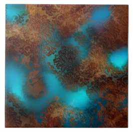 Copper Patina Rusted Damask Kakelplatta