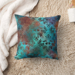 Copper Patina Rusted Damask Kudde