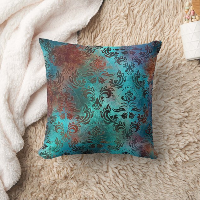 Copper Patina Rusted Damask Kudde (Filt)