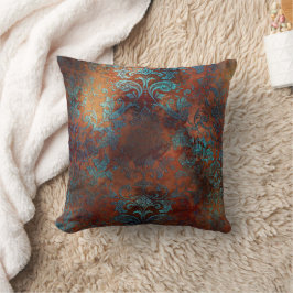 Copper Patina Rusted Damask Kudde