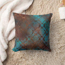 Copper Patina Rusted Damask Kudde