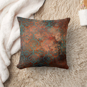 Copper Patina Rusted Damask Kudde