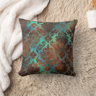 Copper Patina Rusted Damask Kudde