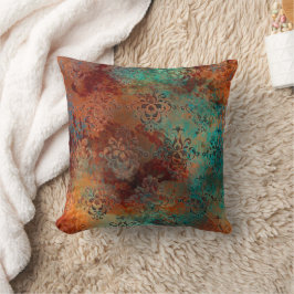 Copper Patina Rusted Damask Kudde