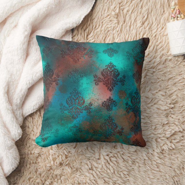 Copper Patina Rusted Damask Kudde (Filt)
