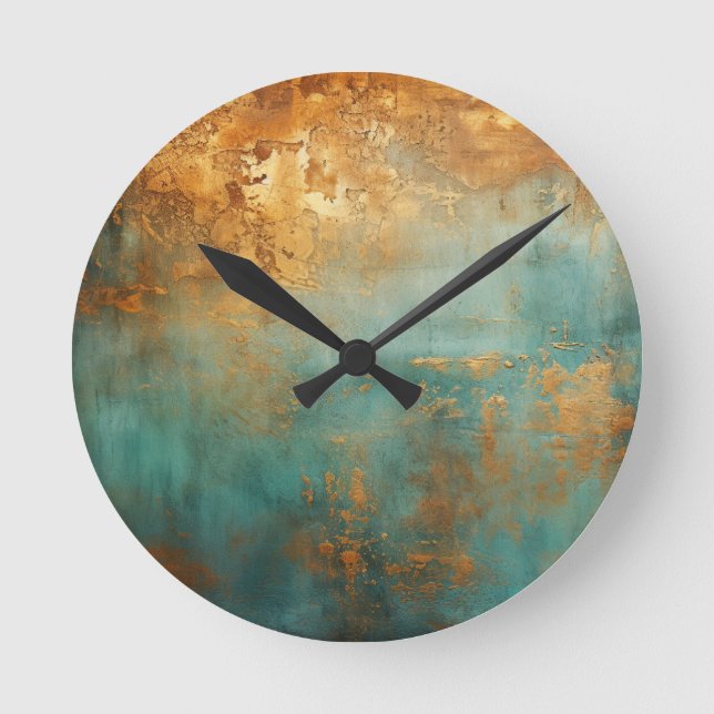 Copper Patina Rustic Rund Klocka (Framsida)