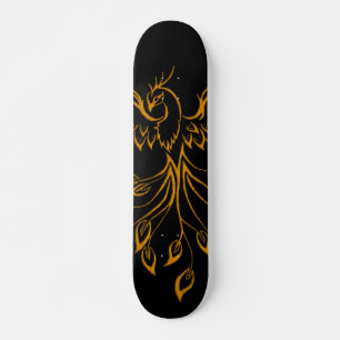 Copper Phoenix Rises on Black  Mini Skateboard Bräda 18,5 Cm