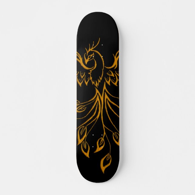 Copper Phoenix Rises on Black Mini Skateboard Bräda 18,5 Cm (Framsida)
