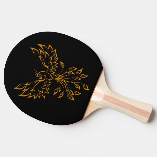 Copper Phoenix Rises on Black Pingisracket (Sidan)