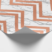 Copper Ro Guld Marble Zig Zag Chevron Grått White