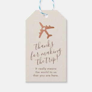 Copper Sepia Romantic Airplane Travel Favor Presentetikett