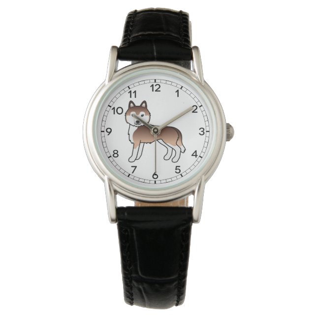 Copper Siberian husky Cute Tecknad hund Watch Armbandsur (Framsida)