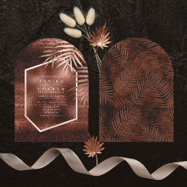 Copper Sunset Palms Bröllop Mörk Båge ID1323 Inbjudningar