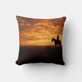 Copper Sunset Warm Tones Cowboy Silhouette Art Kudde
