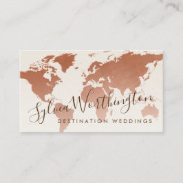 Copper Tan Brown Travel World Map Visitkort