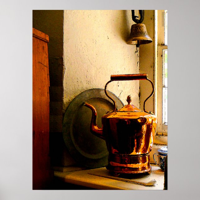 Copper Tea Kettle på Windows sil Poster (Framsidan)