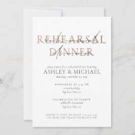 COPPER TYPOGRAPHY Bröllop Rehearsal Dinner Inbjudningar