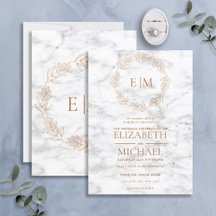 Copper WandeMarble Monogram Elegant bröllop Inbjudningar