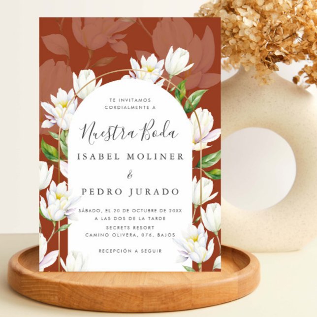 Copper Watercolor Botanical Nuestra Boda Bröllop Inbjudningar (Skapare uppladdad)