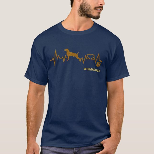 Copper Weimaraner Hund EKG T Shirt (Framsida)