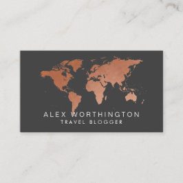Copper World Map Professionell Internationell Trav Visitkort