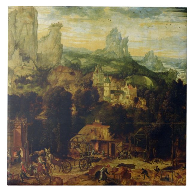 Copperminen (olja på panel) kakelplatta (Framsidan)