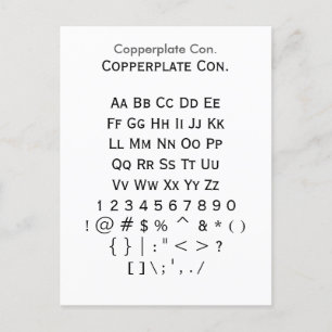 Copperplate Con. - Zazzle Font Sampler Lakan Vykort